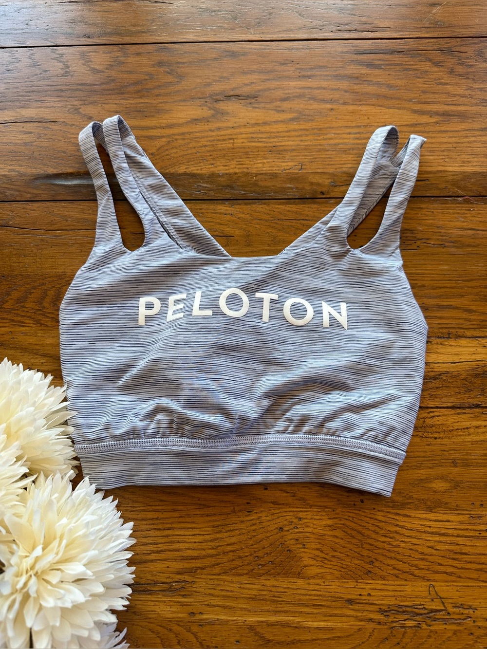 Peloton Women's Light Heather Gray Double-Strap Sports Bra